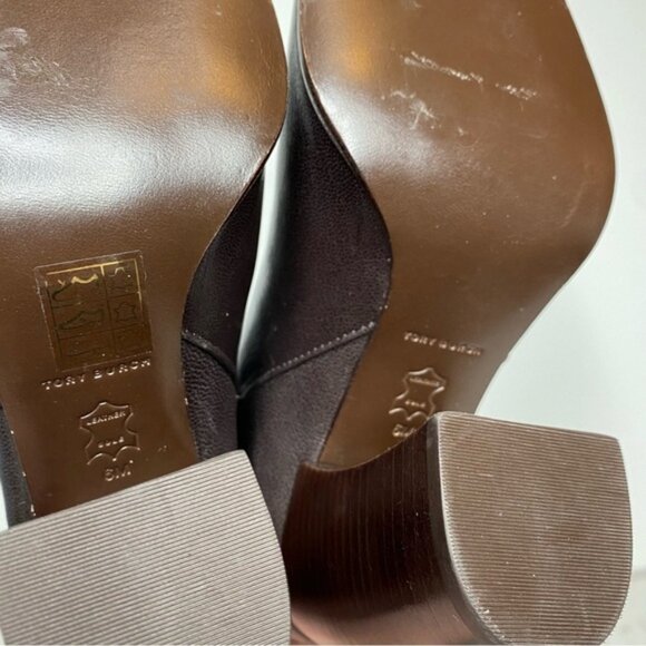 Tory Burch Dark Brown Leather Heeled Tall Boot 6M - Picture 13 of 16
